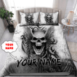 Homemerci Customize Name Skull With Angel Wings Bedding Set DQB