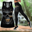 Homemerci Skull Combo Hollow Tank Top And Legging Outfit