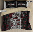 Homemerci Customize Name Couple Skull On The Roses Bedding Set MH
