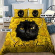 Homemerci Customized Cat Picture With Flower Pattern Bedding Set, Gift For Cat Lover No