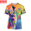 Homemerci LGBT Pride Colorful Wolf Rainbow All Over Printed Combo T-shirt And Shorts