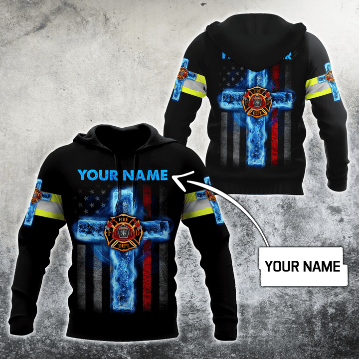 Homemerci Customize Name Jesus And Firefighter D All Printed Hoodie For Men And Women MH
