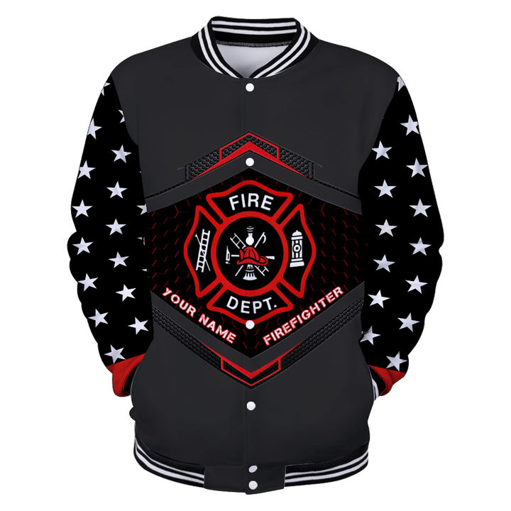 Homemerci Customize Name Firefighter Baseball Jacket Shirts MH