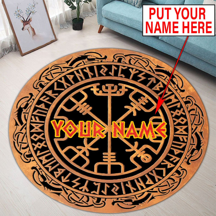 Homemerci Customize Name Viking Circle Rug