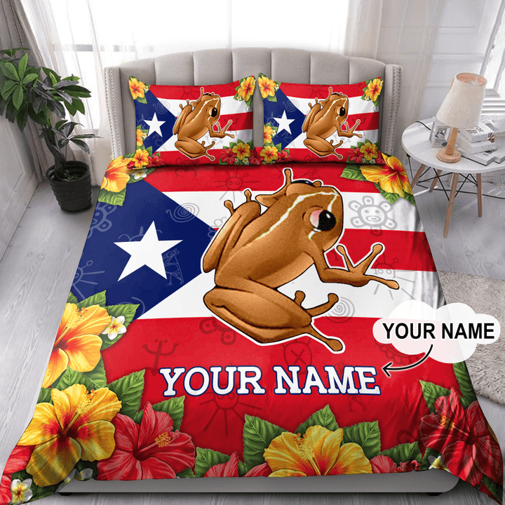 Homemerci Customize Name Lovely Coquí Puerto Rico Bedding Set