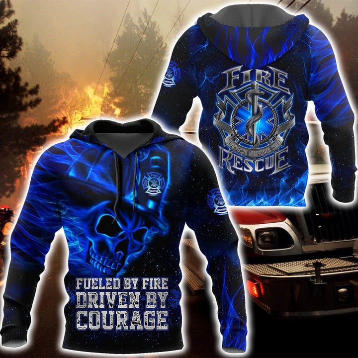 Homemerci Blue Skull Firefighter Hoodie Shirts For Men And Women DDHHND