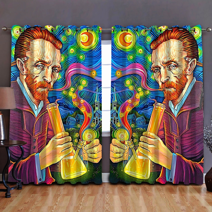 Hippie Van Gogh Chilling Curtains DQB07232002-Curtains-TQH-52'' x 63''-Vibe Cosy‚Ñ¢