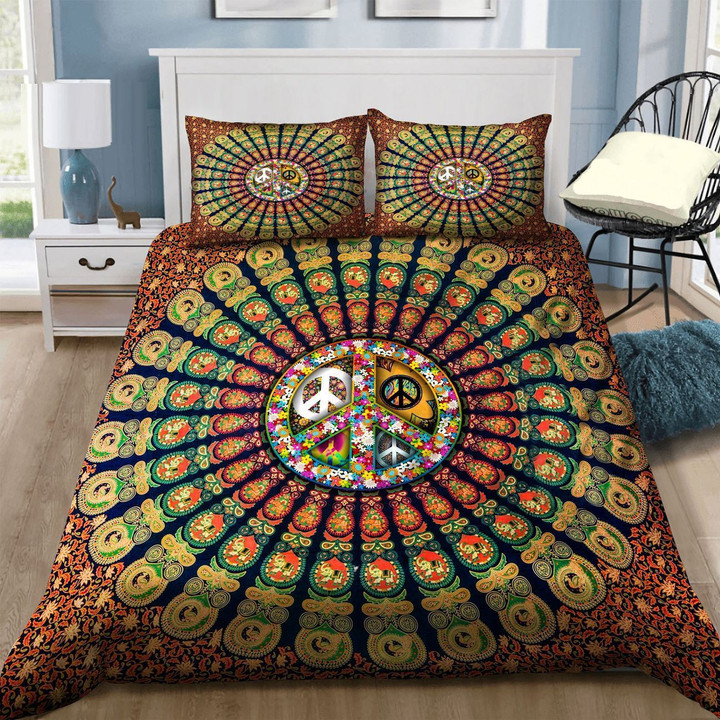 Hippie Patterns With Floral Symbol Bedding Set TQH200779-BEDDING SETS-TQH-Twin-Vibe Cosy‚Ñ¢