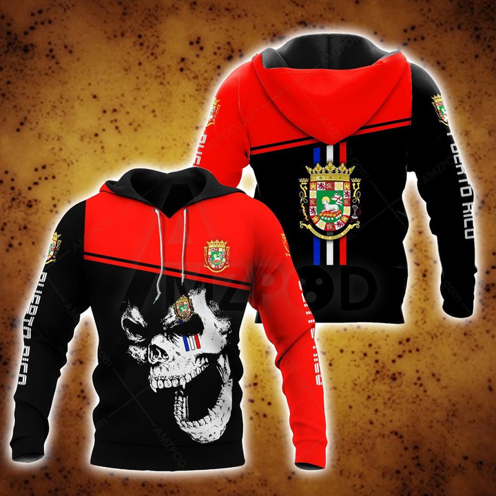 Puerto Rico Fabulous Skulls Shirt TQH20061803-Apparel-TQH-Hoodie-S-Vibe Cosy‚Ñ¢