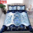Homemerci Customized Name Teddy Bear Turquoise Color Bedding Set