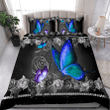 Homemerci Butterfly Purple Blue Rose Printed Bedding Set NHDH