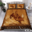 Homemerci Personalized Name Bull Riding Carving Pattern Bedding Set