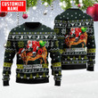 Homemerci Personalized Name Bull Riding Green Knitted Sweater Ver