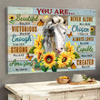 Homemerci Beautiful horse - You are victorious, strong, never alone and always loved D Landscape Canvas Poster Wall Art