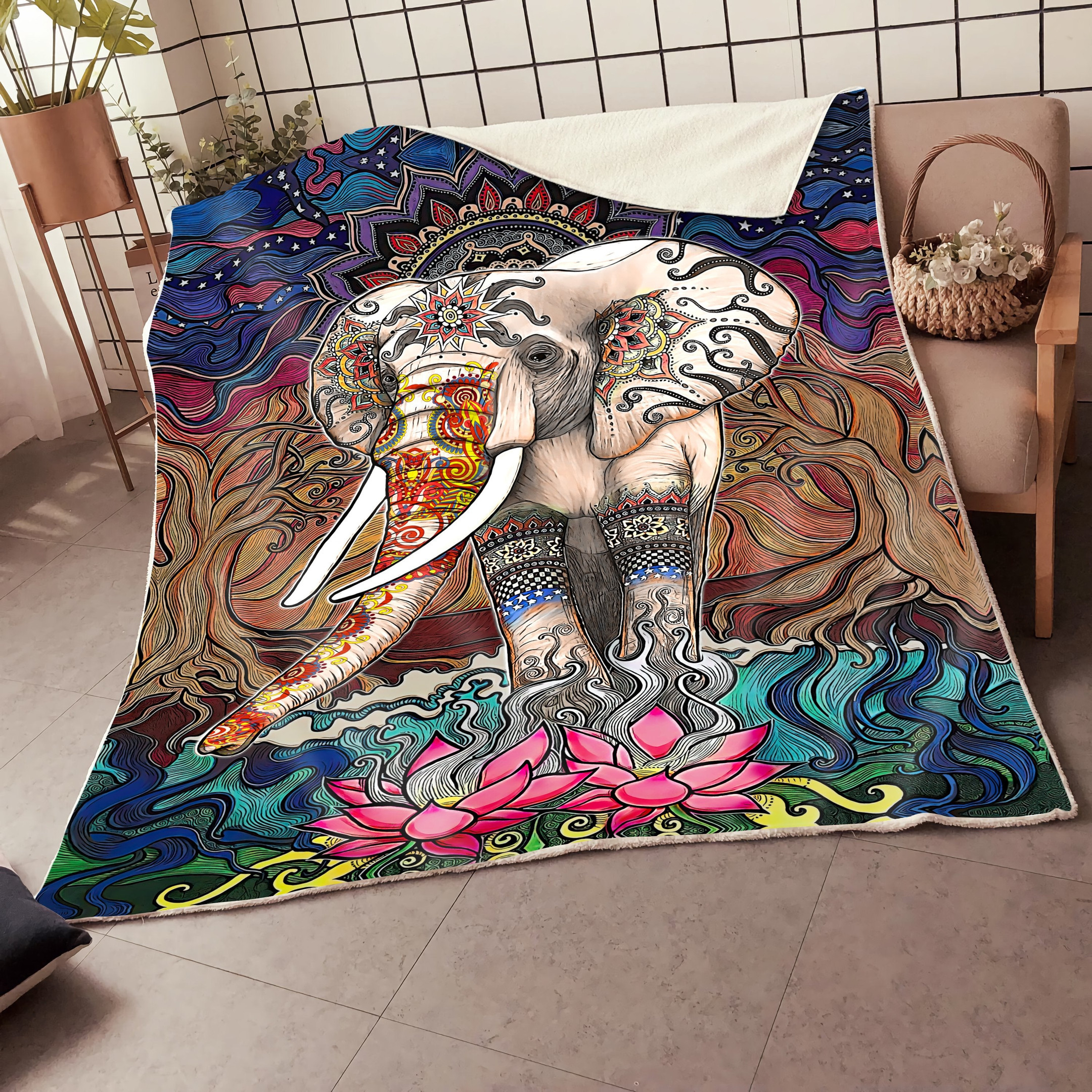 Homemerci Mandala Elephant Blanket