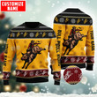 Homemerci Personalized Name Bull Riding Yellow Knitted Sweater