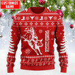 Homemerci Personalized Name Bull Riding Red Knitted Sweater