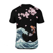 Homemerci Japanese Kanagawa Sakura Koi Fish All Over D T Shirt