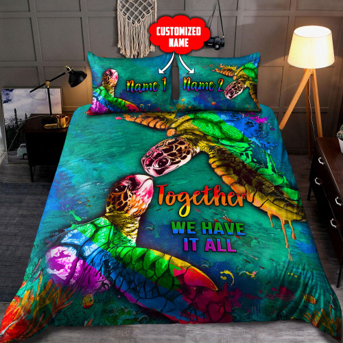Homemerci Personalized LGBT Turtle Couple Together We Have It All Printed Bedding Set
