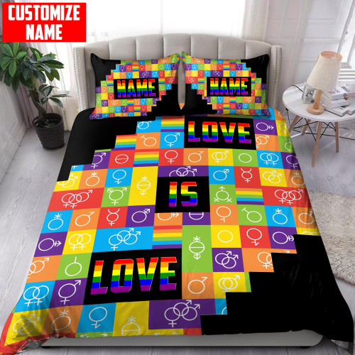 Homemerci Personalized LGBT Gender Symbols Love is love 3D Printed Bedding Set