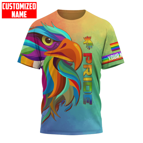 Homemerci Personalized LGBT Eagle Color PRIDE 2022 LGBTQ Flag 3D Unisex Hoodie