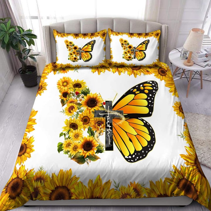 Homemerci Yellow White Butterfly Bedding Set