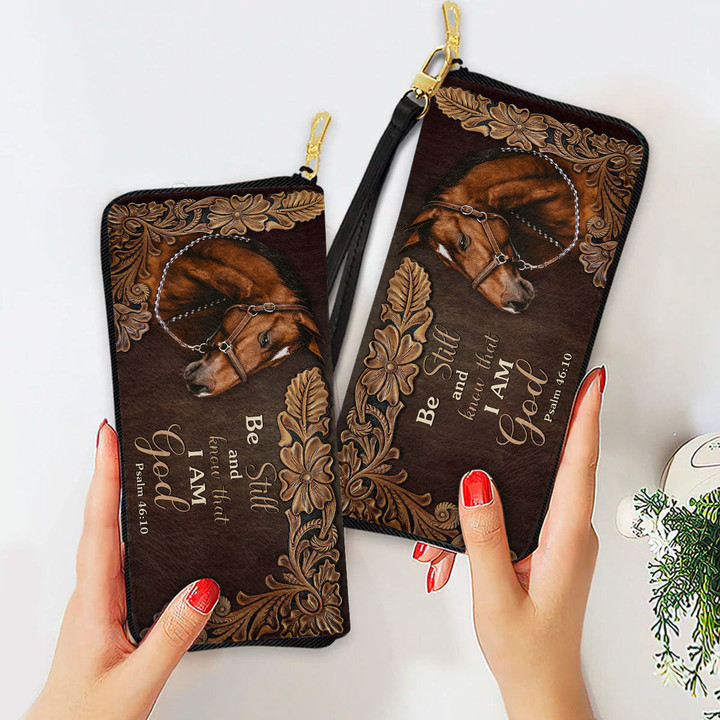Homemerci Be Still And Know That I Am God Horse Printed Leather Wallet HN