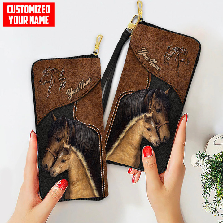 Homemerci Customized Name Horse Printed Leather Wallet PH