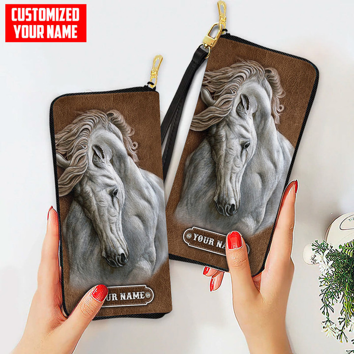 Homemerci Customized Name Horse Printed Leather Wallet