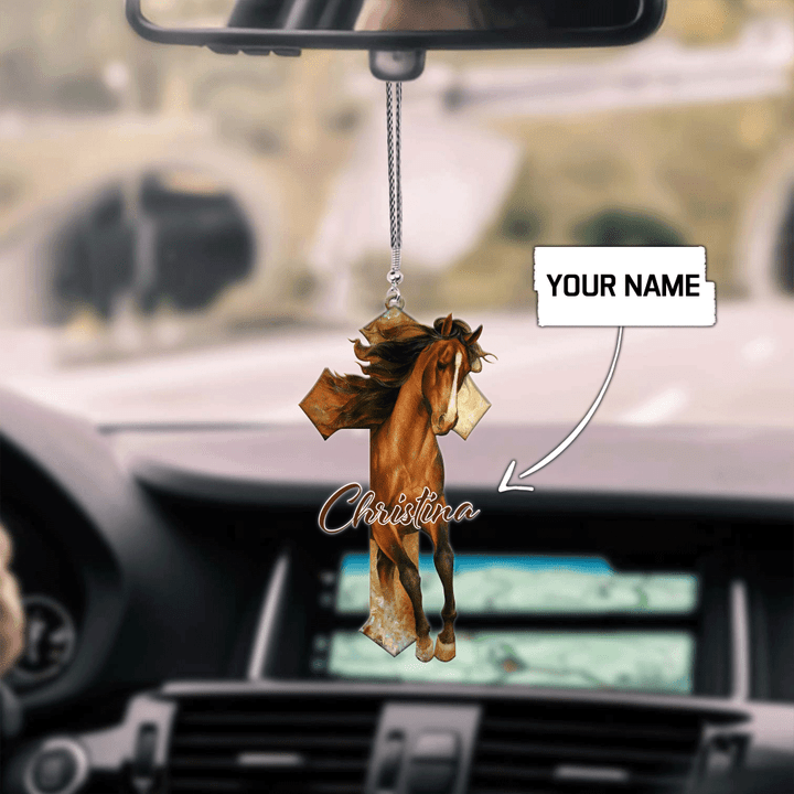 Homemerci Personalized Name Horse Jesus Unique Design Car Hanging Ornament