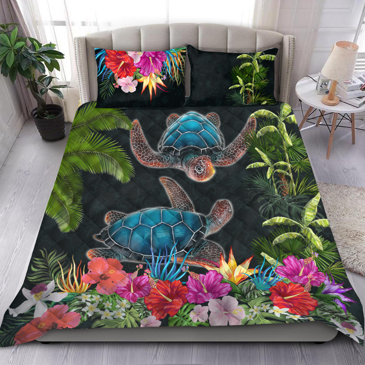 Homemerci Turtle Couple Quilt Bed Set