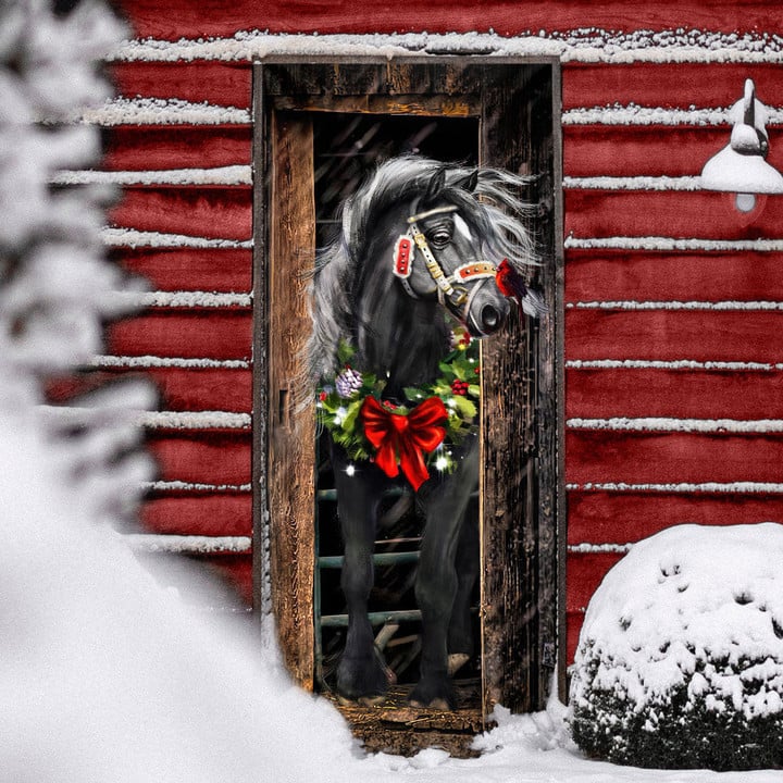 Homemerci Christmas Horse Door Cover