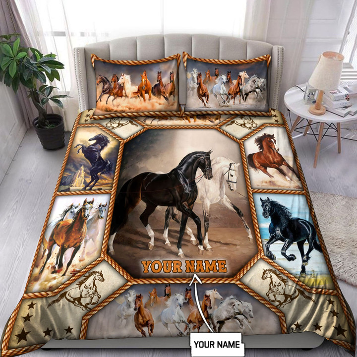 Homemerci Personalized Name Rodeo Bedding Set Horse Art