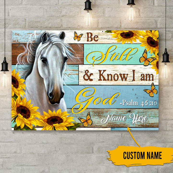 Homemerci Personalized Be Still & Know I am God D Landscape Horse Canvas Poster Wall Art