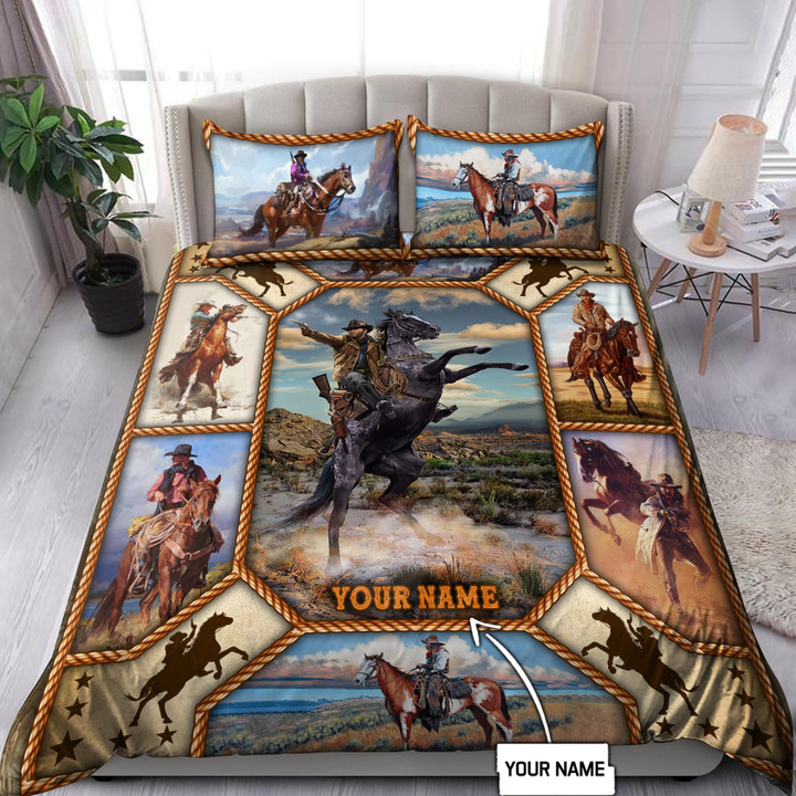 Homemerci Personalized Name Cowboy Bedding Set Cowboy Art