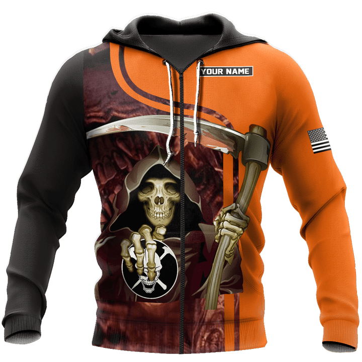 Homemerci Personalized Name Roofer All Over Printed Unisex Shirts Orange Skull