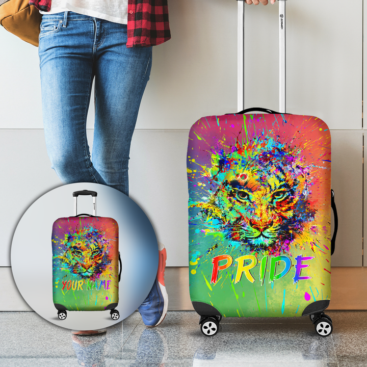 Homemerci Personalized LGBT Tiger PRIDE Splash Paint Color 3D Luggage Cover