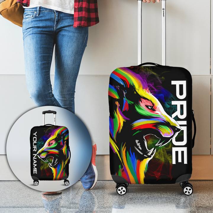 Homemerci Personalized LGBT Lion PRIDE Smoke LGBTQ Flag 3D Luggage Cover