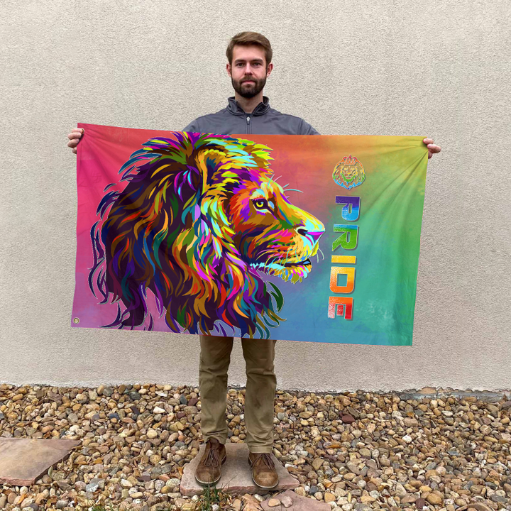 Homemerci LGBT Lion Color PRIDE 2022 LGBTQ Flying Flag 3D
