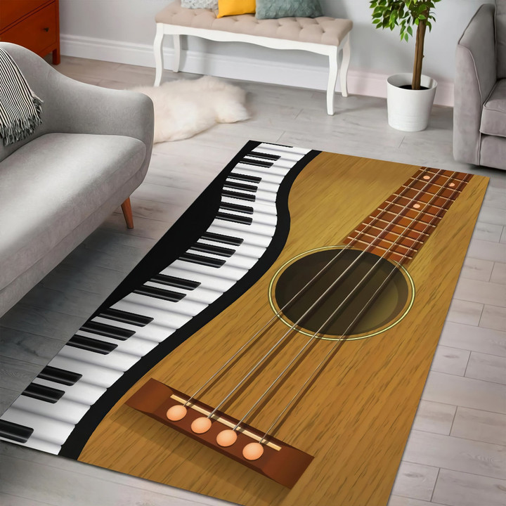 Homemerci Guitar Piano Musical Instrument D Rug