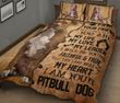 Pitbull Dog Wood Pieces Quilt Bedding Set