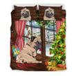 Pug Dog Christmas Bedding Set Cotton Bed Sheets Spread Comforter Duvet Cover Bedding Sets