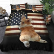 Corgi Dog And American Flag Bedding Set Bed Sheets Spread Comforter Duvet Cover Bedding Sets
