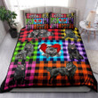 Schipperke Dog With Plaid Backgroud Bedding Set Bed Sheets Spread Comforter Duvet Cover Bedding Sets