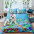 Bulldog With Colorful Blue Bedding Set Bed Sheets Spread Comforter Duvet Cover Bedding Sets