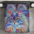 Colorful Cat Bedding Custom Name Duvet Cover Bedding Set