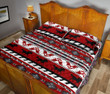 Horses Boho Red Pattern Quilt Bedding Set