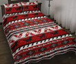 Horses Boho Red Pattern Quilt Bedding Set
