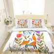 Cartoon Fox Flower Pattern Bed Sheets Duvet Cover Bedding Set