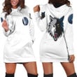Minnesota Timberwolves Basketball Classic Mascot Logo Gift For Timberwolves Fans White Hoodie Dress Sweater Dress Sweatshirt Dress - 1